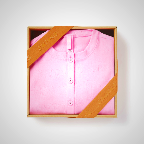 Kids Skims Logo Pointelle Henley Onesie Red | 2043675-VG