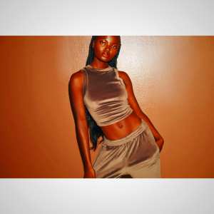 Skims Velour Wide Leg Pants in Apricot | 0926537-RD