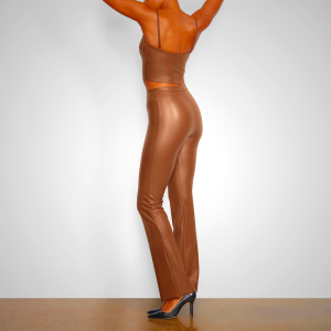 Skims Faux Leather Black Strappy Bra | 6275809-AX